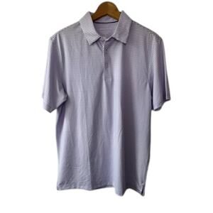 Michel Rouen Purple & White Stripe Short Sleeve Performance Polo Shirt Medium